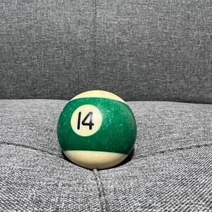 Vintage # 14 Green Stripe Yellow Single Individual Pool Ball Billiard 2 1/4”
